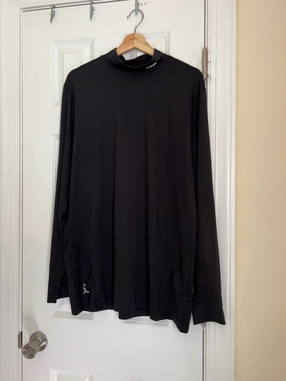 Ping Black Long-Sleeve Mock Neck Performance Moisture Wicking Shirt-XL